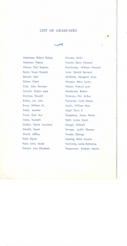 Bryn Mawr January 1958 List of Graduates