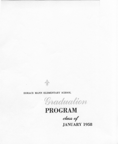 Horace Mann January 1958 Graduation Program, p1 - submitted by Lois Yalowitz Moss