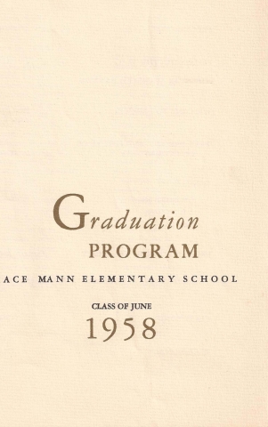 Horace Mann June 1958 Graduation Program p1 - from Annette Maffia Dlugan
